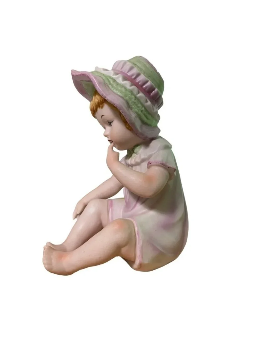 Vintage KPM Porcelain Baby Girl Toddler in Hat Figurine 7